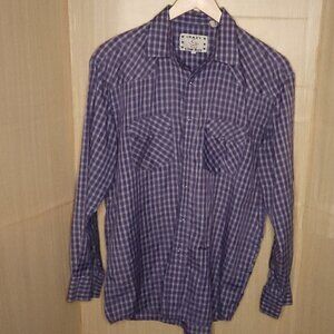 Crazy Cowboy Vintage Red White Blue Pearl Snap Lightweight Shirt XL